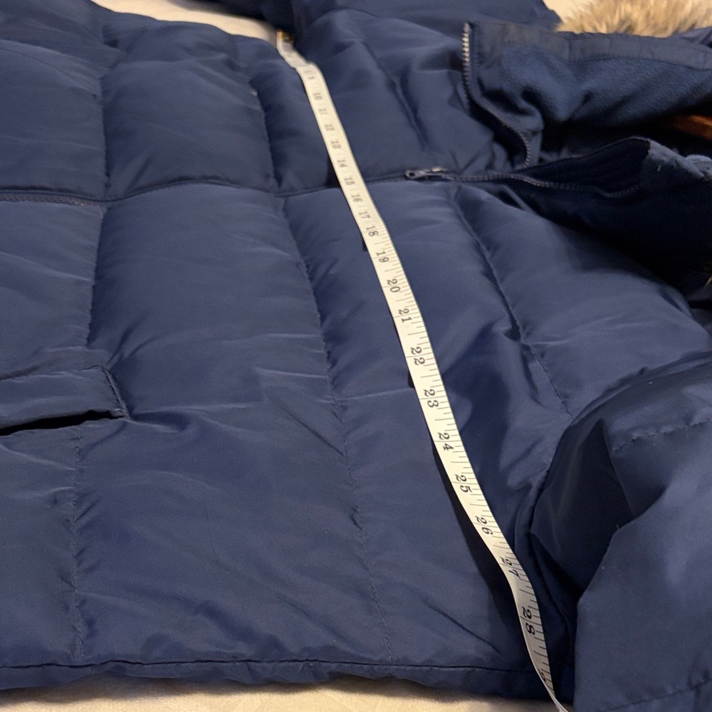 Lands' End Women's Dark Blue Down Puffer Coat with Faux Fur Trim, 2X. - Picture 3 of 9